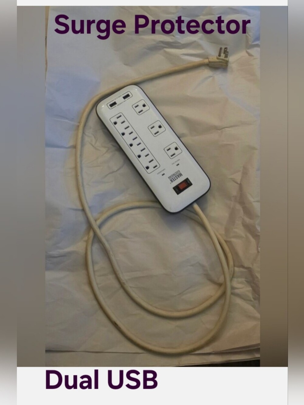 Master Electrician ME923120 8-Outlet Surge Protector Power Strip Dual USB Ports